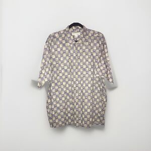 Tori Richards XL Shirt Hawaiian Button Up Short Sleeve Tan Grey Black‎ Square
